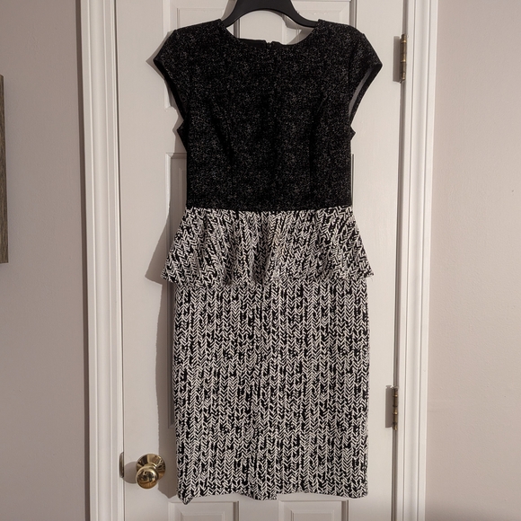 New York & Company Black and White Peplum Dress - Picture 1 of 9